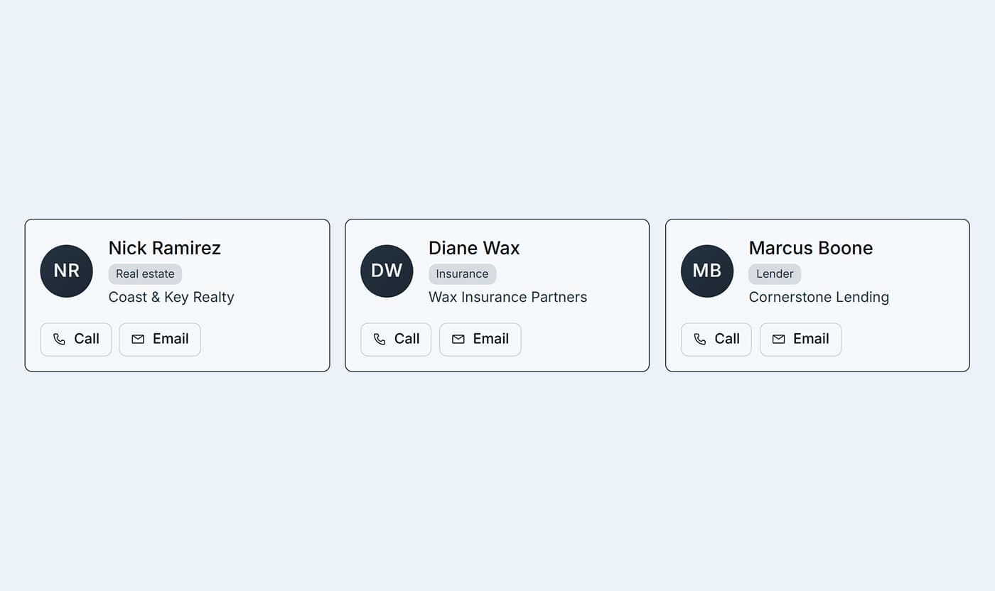Key contacts screenshot