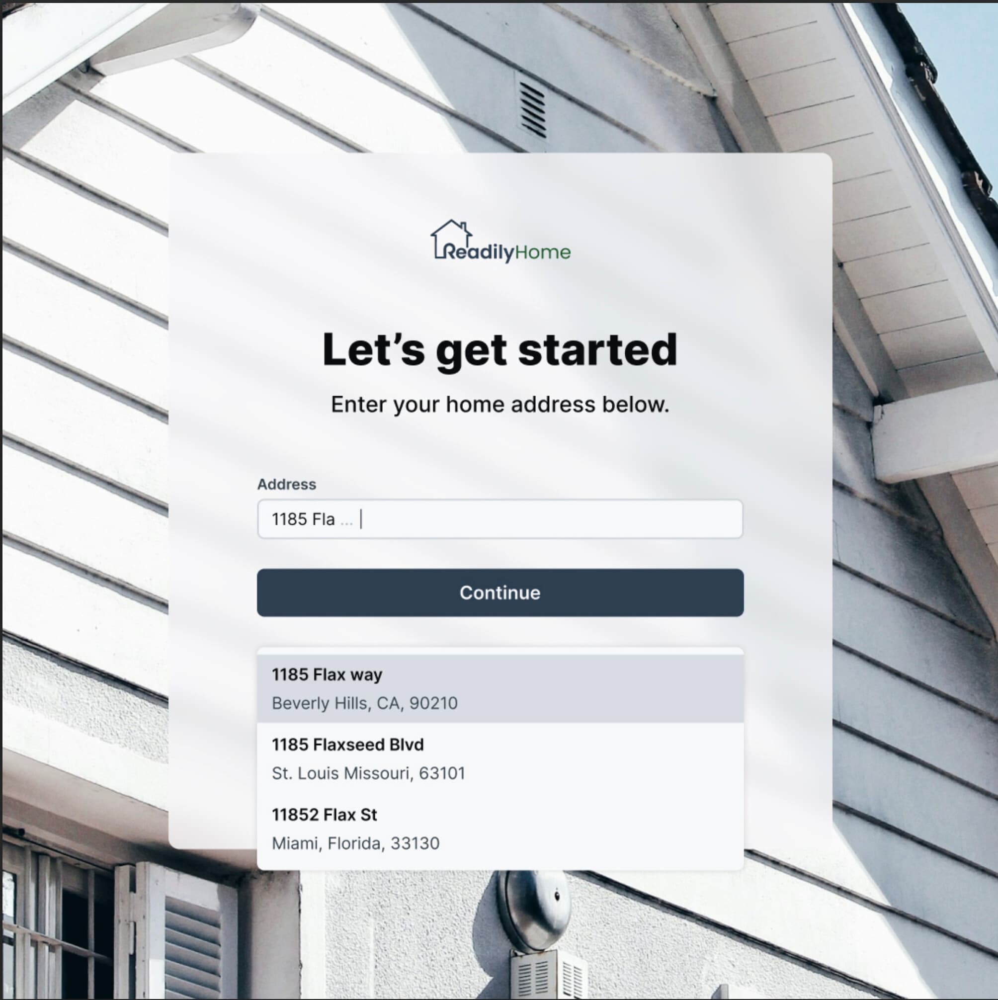 Home profile setup screen