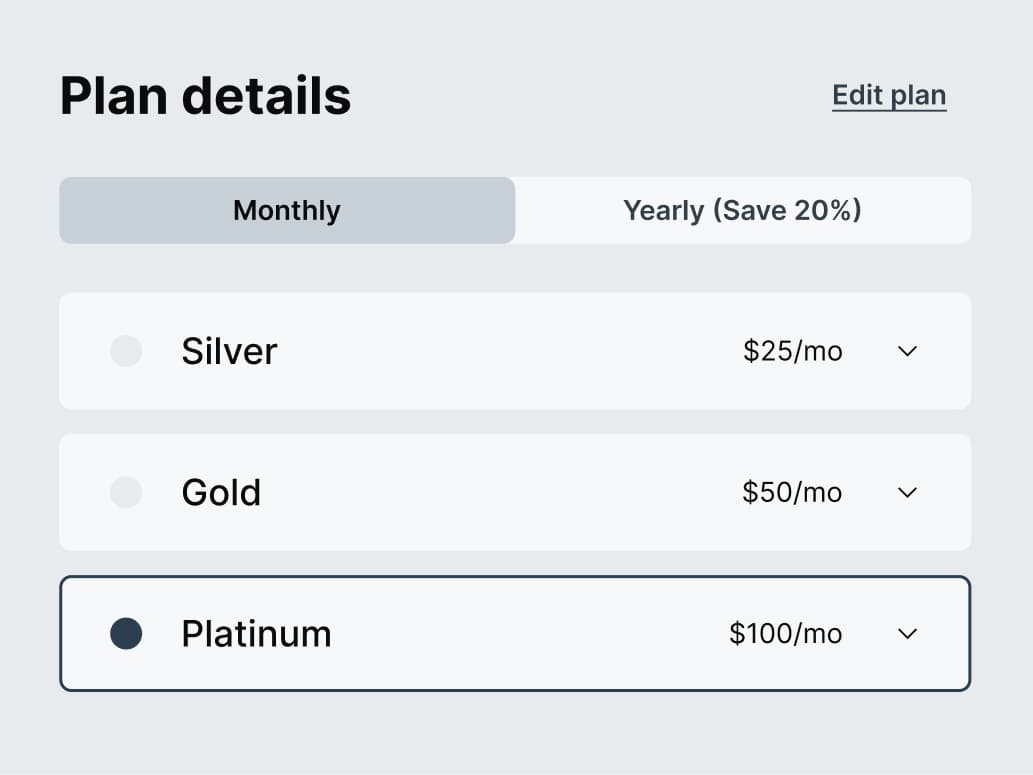 ReadilyHome plan details showing Silver, Gold & Platinum tiers