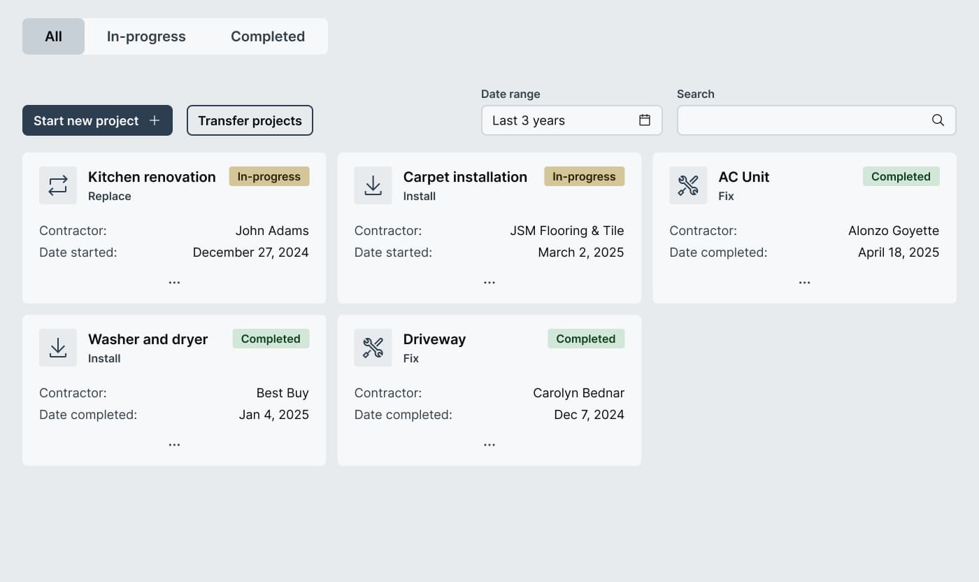Project Tracking dashboard preview